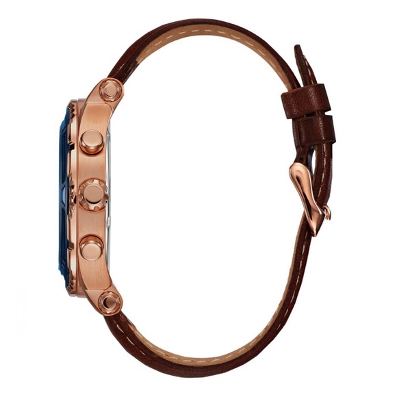 GUESS Mens Brown Rose Gold Tone Chronograph Watch - Picture 2 of 8